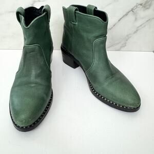 Jeffrey Campbell Womens Konda Ankle Boot Booties Size 7 Leather Western Green
